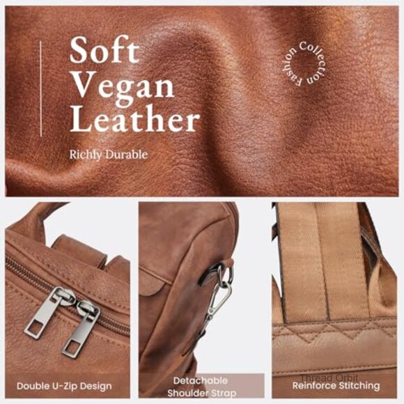 Large Vegan Leather Anti-Theft Backpack Purse Convertible 3-in-1 Travel Bag main image 6
